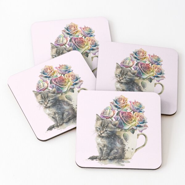 Item preview, Little Kitty with Roses designed and sold by Simply Inspirational Shop.