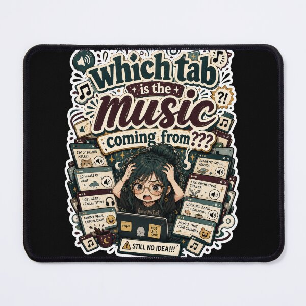 Item preview, Which Tab Is The Music Coming From Funny Relatable Sticker designed and sold by YoumuAfterDark.