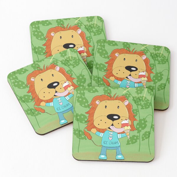 Item preview, Cartoon Lion Easting Ice Cream designed and sold by iCraftCafe.