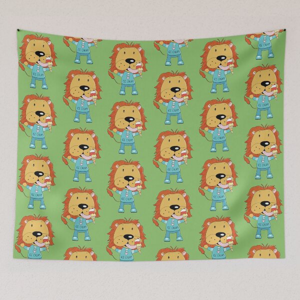 Item preview, Cartoon Lion Easting Ice Cream designed and sold by iCraftCafe.
