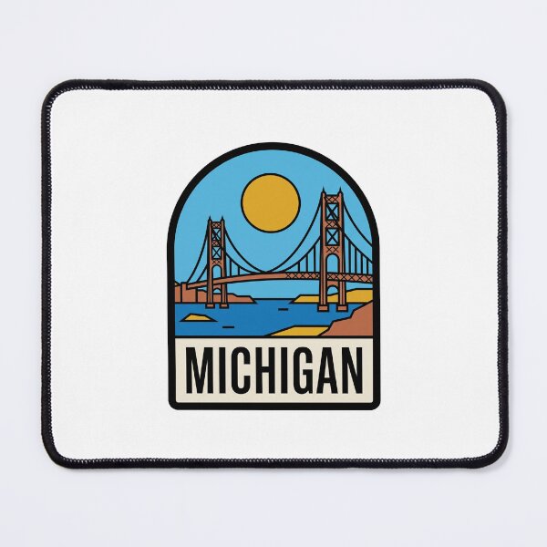 Item preview, Minimalist Michigan Mackinac Bridge Retro Travel Badge Design designed and sold by Paper Drip.