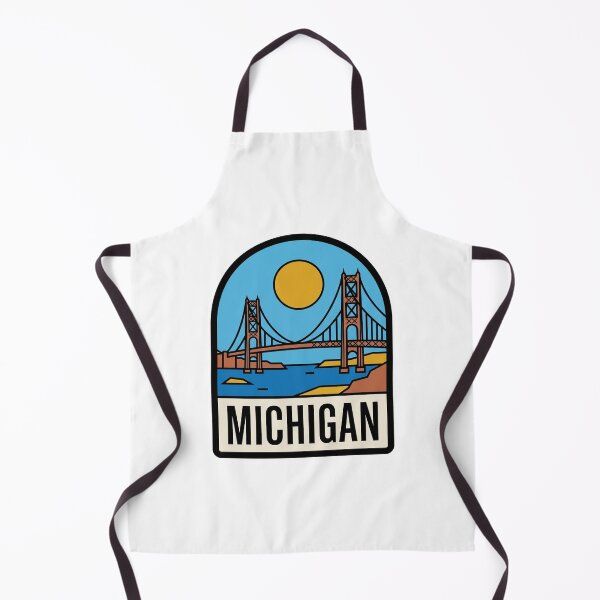 Item preview, Minimalist Michigan Mackinac Bridge Retro Travel Badge Design designed and sold by Paper Drip.