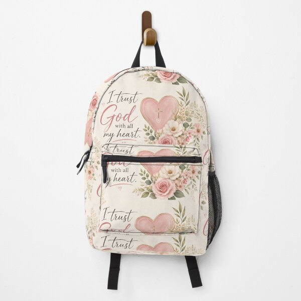 Item preview, I Trust God with All My Heart | Floral Christian Typography with Pink Heart designed and sold by Alpha-Hood.