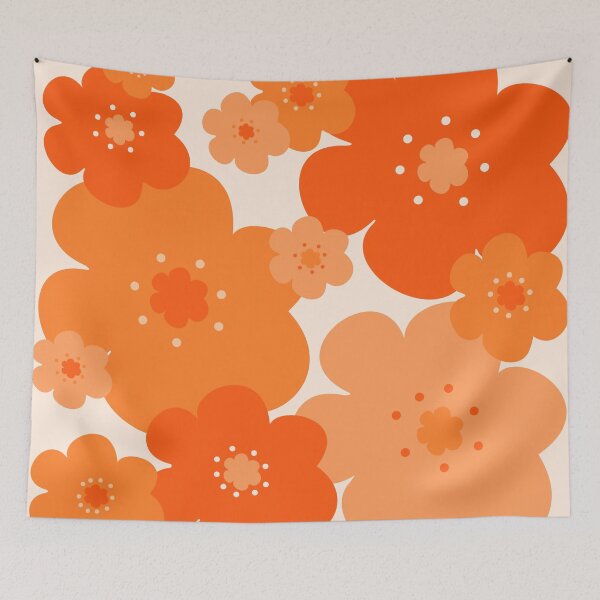 Item preview, 60's, 70's, Retro Scandinavian Style Flowers in Orange and Cream designed and sold by MellowCat.