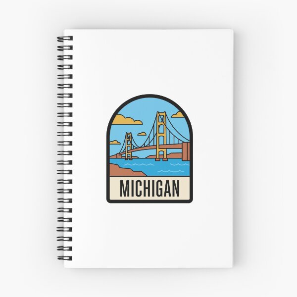 Item preview, Minimalist Michigan Mackinac Bridge Retro Travel Badge Design designed and sold by Paper Drip.