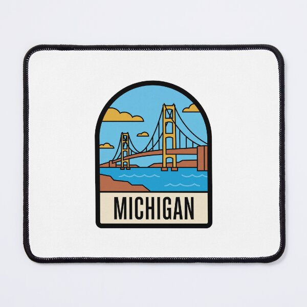 Item preview, Minimalist Michigan Mackinac Bridge Retro Travel Badge Design designed and sold by Paper Drip.