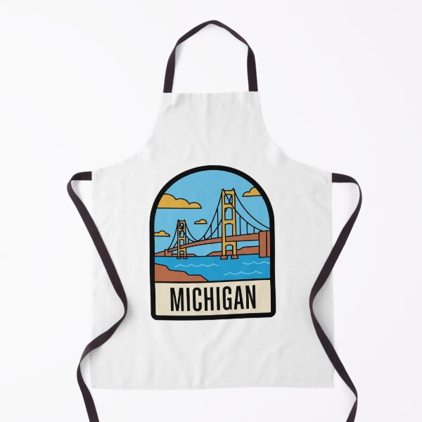 Item preview, Minimalist Michigan Mackinac Bridge Retro Travel Badge Design designed and sold by Paper Drip.