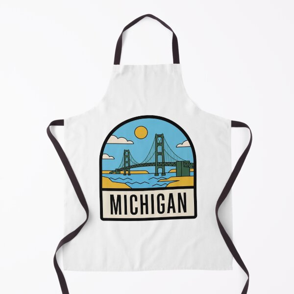 Item preview, Minimalist Michigan Mackinac Bridge Retro Travel Badge Design designed and sold by Paper Drip.