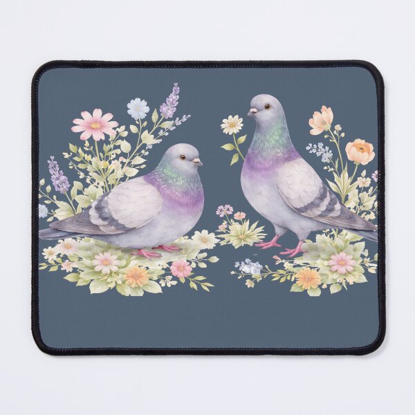 Item preview, Watercolor Pigeon Pair With Wildflowers designed and sold by azule1.