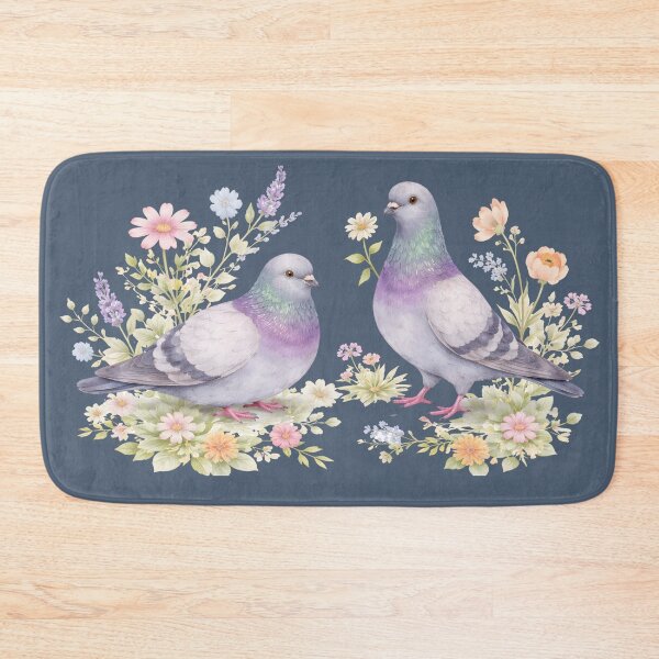 Item preview, Watercolor Pigeon Pair With Wildflowers designed and sold by azule1.