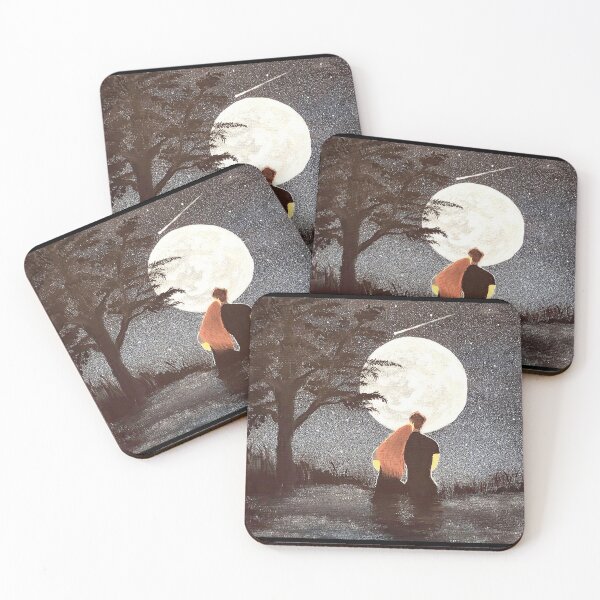 Item preview, Couple Under Moon — Romantic Moonlit Night Acrylic Art Print designed and sold by ShooNyaArtStudio.