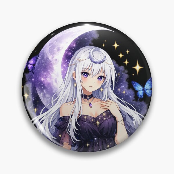Item preview, Celestial Anime Girl with Moon | Fantasy Princess | Galaxy Aesthetic | Kawaii Manga Art designed and sold by Feminine Energy Studio .