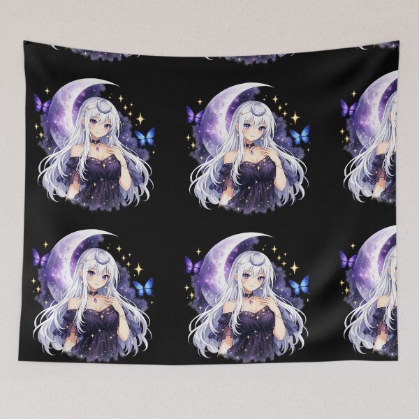 Item preview, Celestial Anime Girl with Moon | Fantasy Princess | Galaxy Aesthetic | Kawaii Manga Art designed and sold by Feminine Energy Studio .