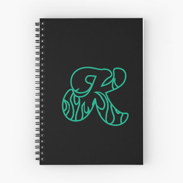 Item preview, Groovy Retro Teal Fiery Letter K Monogram designed and sold by CamilasPrints.
