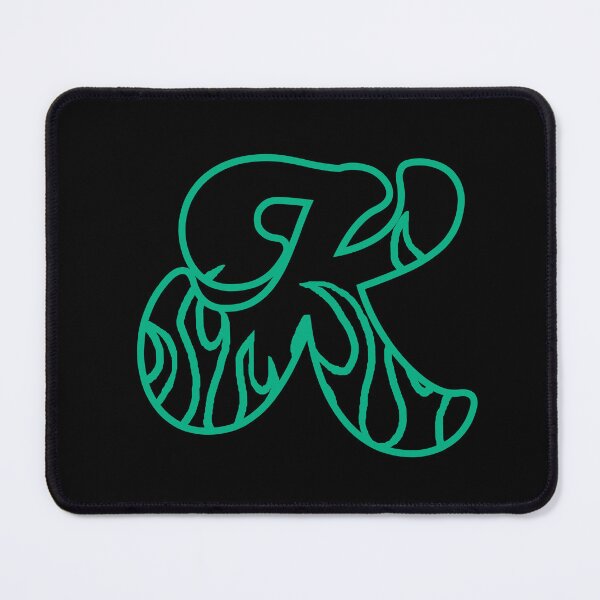 Item preview, Groovy Retro Teal Fiery Letter K Monogram designed and sold by CamilasPrints.