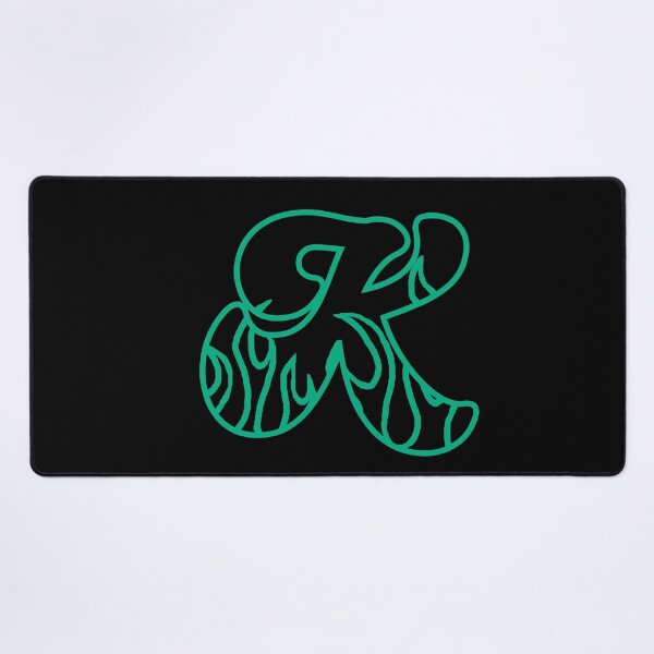 Item preview, Groovy Retro Teal Fiery Letter K Monogram designed and sold by CamilasPrints.