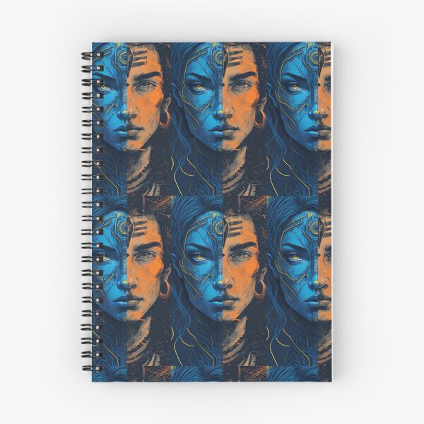 Item preview, | Human vs AI Abstract Art | Futuristic Split Face Illustration | Sci-Fi Digital Artwork designed and sold by Elite Wall Art.