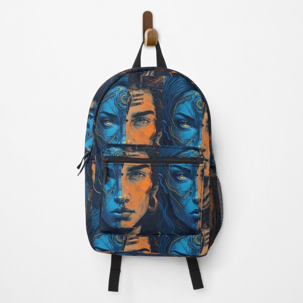Item preview, | Human vs AI Abstract Art | Futuristic Split Face Illustration | Sci-Fi Digital Artwork designed and sold by Elite Wall Art.