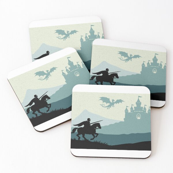 Item preview, Medieval Knight & Dragon Battle Fantasy Silhouette Poster  designed and sold by AtonuHaque.