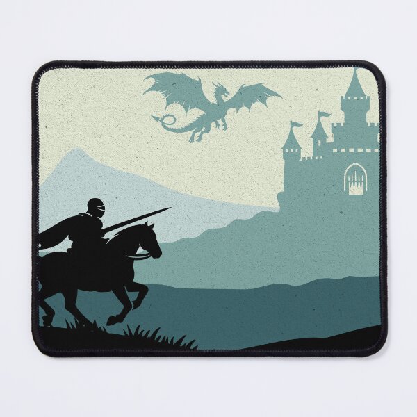 Item preview, Medieval Knight & Dragon Battle Fantasy Silhouette Poster designed and sold by AtonuHaque.
