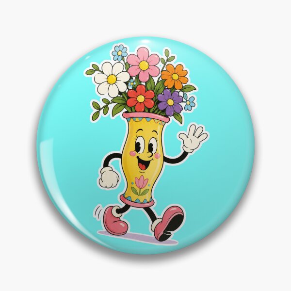 Item preview, Cute Flower Vase Character | Rubber Hose Floral Cartoon Happy Bloom Design designed and sold by TheStephanieRome.