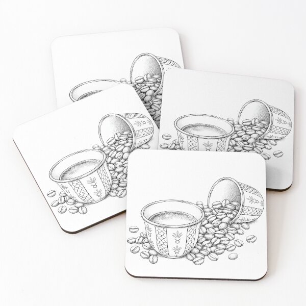 Item preview, Arabic Coffee Art Line Drawing designed and sold by NUSKHAH UAE | Emirati Heritage Art.