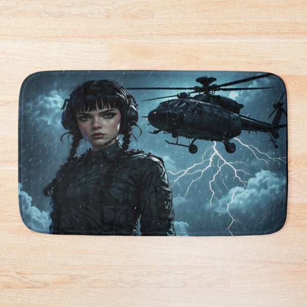 Item preview, Gothic Rescue Pilot - Wednesday Stormy Helicopter Art by Mavila Art designed and sold by Mavila Forge.