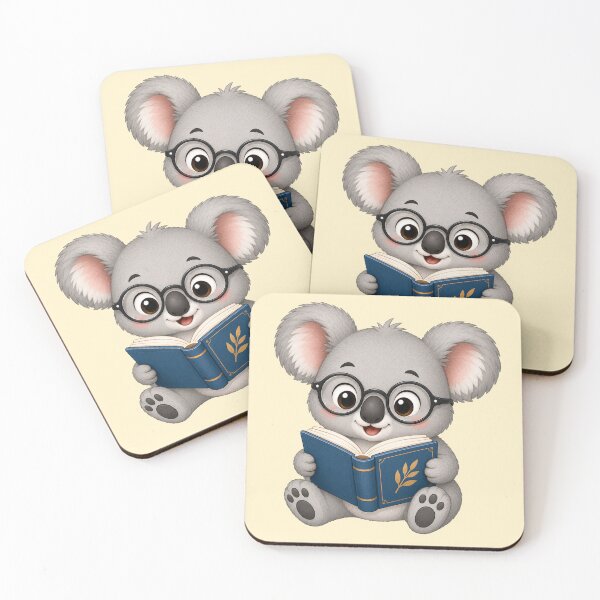 Item preview, Cute Kawaii Koala Wearing Glasses Reading Book designed and sold by Seculinator.