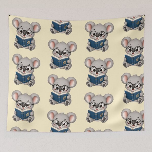 Item preview, Cute Kawaii Koala Wearing Glasses Reading Book designed and sold by Seculinator.