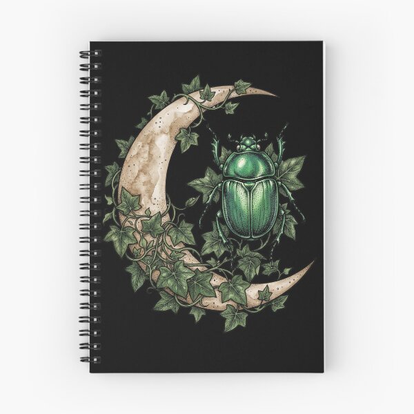 Item preview, Vintage Green Beetle Crescent Moon Ivy Botanical Art designed and sold by Ortsas.