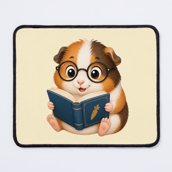 Item preview, Cute Kawaii Guinea Pig Glasses Reading Book designed and sold by Seculinator.
