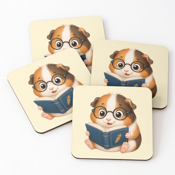 Item preview, Cute Kawaii Guinea Pig Glasses Reading Book designed and sold by Seculinator.