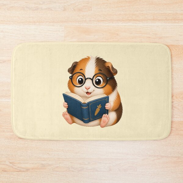 Item preview, Cute Kawaii Guinea Pig Glasses Reading Book designed and sold by Seculinator.