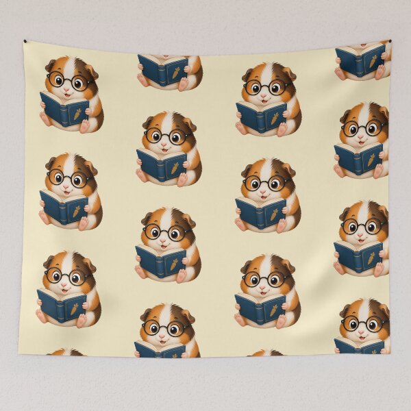 Item preview, Cute Kawaii Guinea Pig Glasses Reading Book designed and sold by Seculinator.