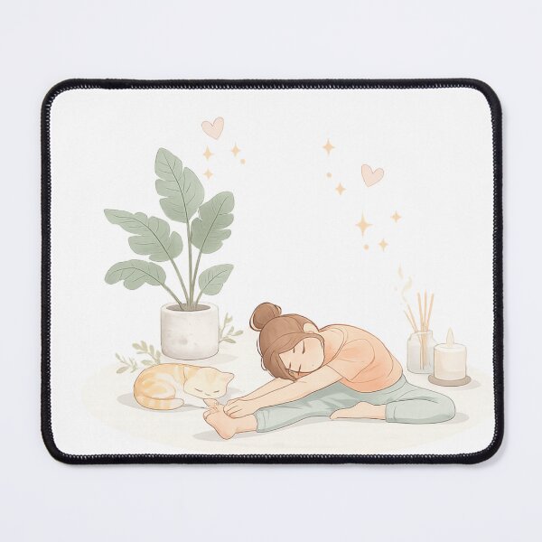 Item preview, Minimalist Yoga with Cat Illustration | Yoga Lover Gift | Wellness & Meditation Aesthetic | Cute Cat Yoga Art designed and sold by MimiSabu.