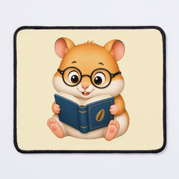 Item preview, Cute Kawaii Hamster Wearing Glasses Reading Book designed and sold by Seculinator.