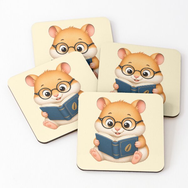 Item preview, Cute Kawaii Hamster Wearing Glasses Reading Book designed and sold by Seculinator.