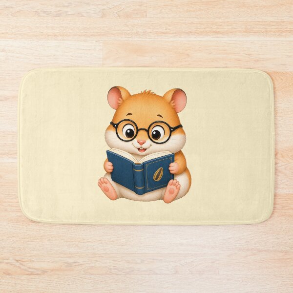 Item preview, Cute Kawaii Hamster Wearing Glasses Reading Book designed and sold by Seculinator.