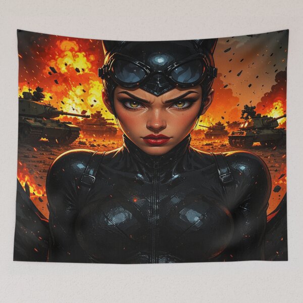 Item preview, Crimson Lips Catwoman - Tactical Warfare Dark Fantasy Art designed and sold by Mavila Forge.