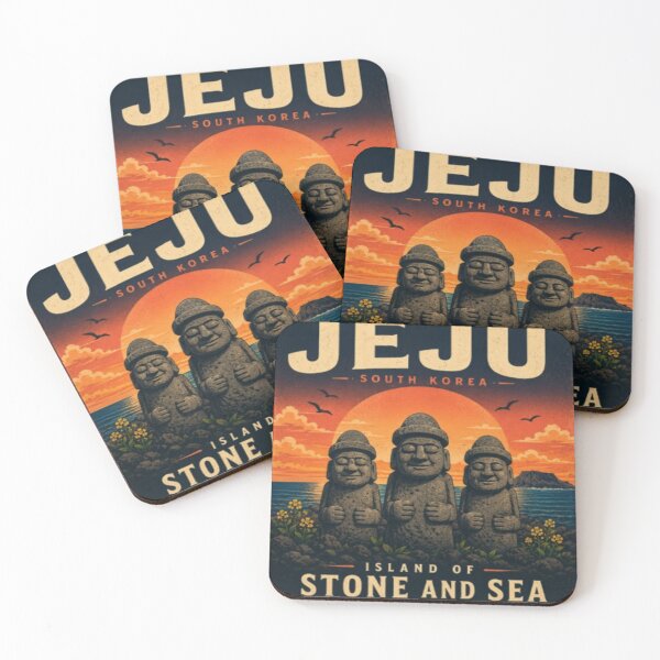 Item preview, Jeju Dol Hareubang Vintage Travel Poster | Island of Stone and Sea | South Korea Retro Design designed and sold by TulipsArtDesigns .