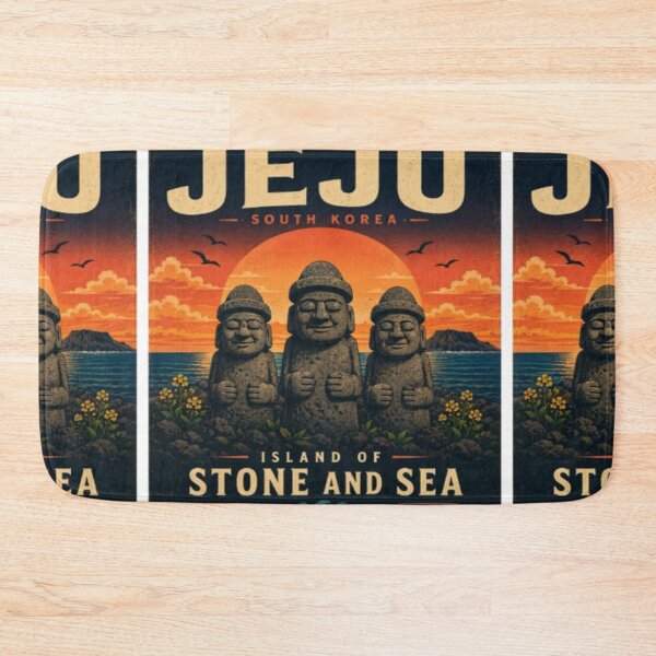 Item preview, Jeju Dol Hareubang Vintage Travel Poster | Island of Stone and Sea | South Korea Retro Design designed and sold by TulipsArtDesigns .