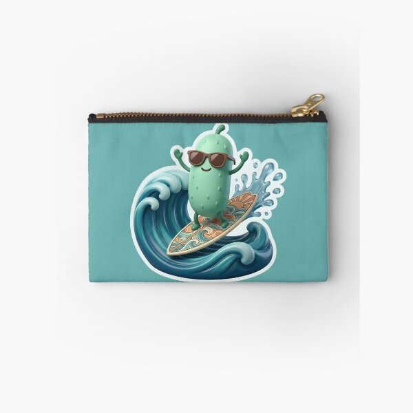 Item preview, Cute Surfing Pickle Cartoon – Funny Summer Beach Surfer Pickle Sticker, Graphic Tee, Ocean Vacation Gift designed and sold by Basma Designs | Funny Shirts, Stickers & Mugs.