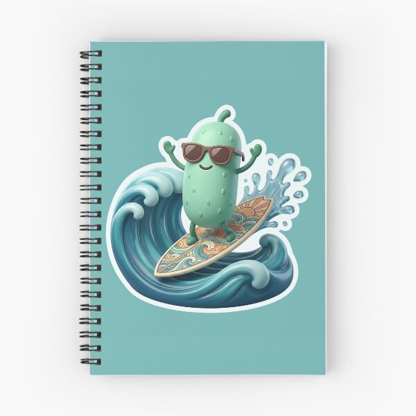 Item preview, Cute Surfing Pickle Cartoon – Funny Summer Beach Surfer Pickle Sticker, Graphic Tee, Ocean Vacation Gift designed and sold by Basma Designs | Funny Shirts, Stickers & Mugs.
