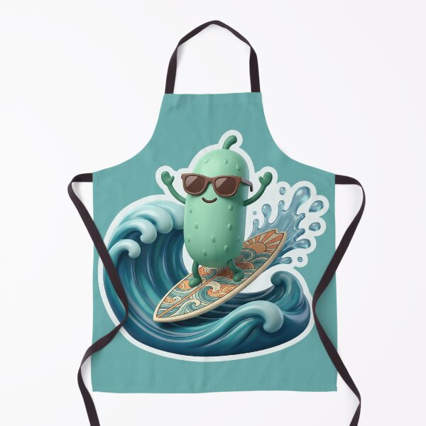 Item preview, Cute Surfing Pickle Cartoon – Funny Summer Beach Surfer Pickle Sticker, Graphic Tee, Ocean Vacation Gift designed and sold by Basma Designs | Retro, Kawaii Shirts & Stickers.