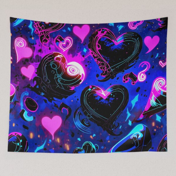 Item preview, Neon Gothic Hearts Pattern – Dark Love Aesthetic Art Design designed and sold by IMuDesigner.