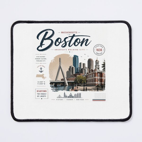 Item preview, Boston Massachusetts Vintage Travel Poster | Retro City Skyline Graphic Design designed and sold by layalistoresa.