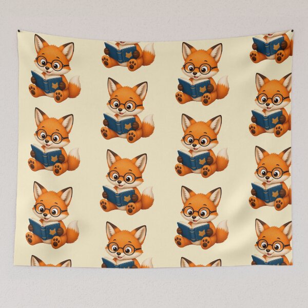 Item preview, Cute Kawaii Fox Wearing Glasses Reading Book designed and sold by Seculinator.