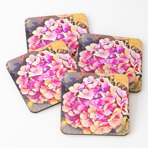 Item preview, Watercolor Impressionist Pink and Peach Hydrangea Flower Art designed and sold by BalkanBloom.