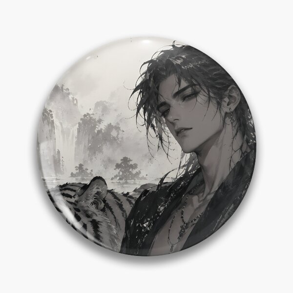 Item preview, White Tiger Wuxia Warrior Resting in Bamboo Forest | Chinese Ink Painting designed and sold by ManJiangHong.