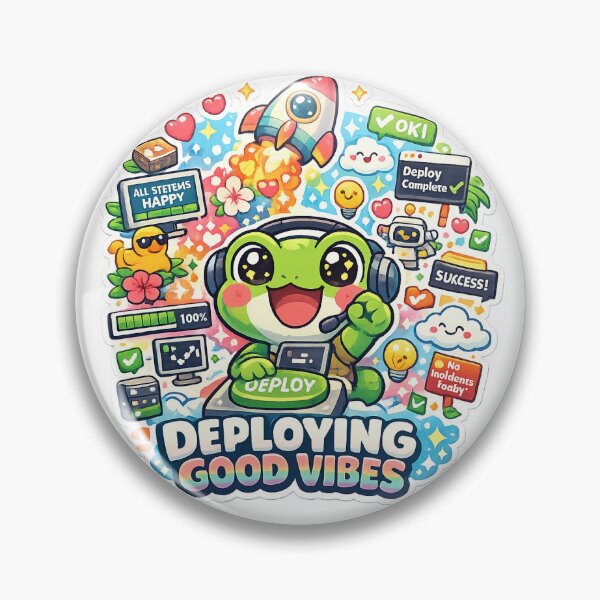 Item preview, Kawaii Programming Frog Deploying Good Vibes Sticker designed and sold by Cozy404Lab.